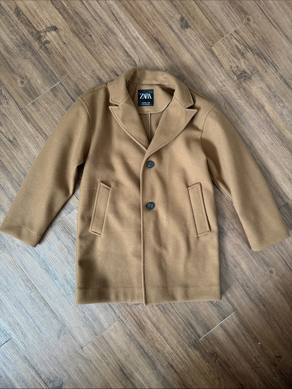 ZARA Men's Tan Single-Breasted Pea Coat